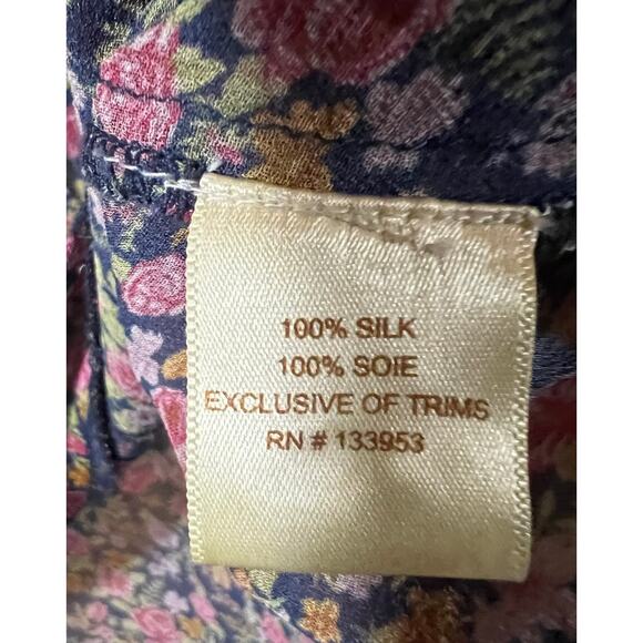 Anthro One Fine Day Posey silk semi sheer delicate floral pleated top sz XS - Picture 5 of 6